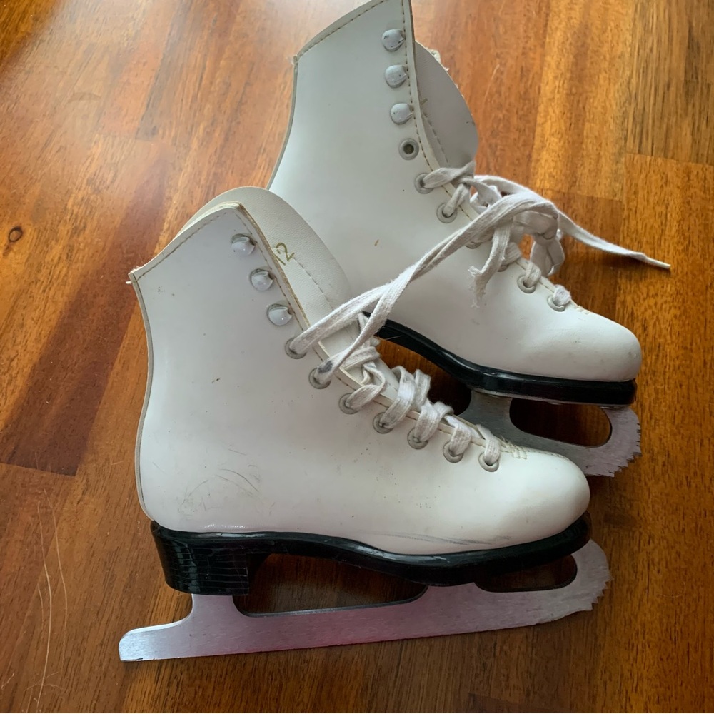 White Ice Skates with Black Soles
